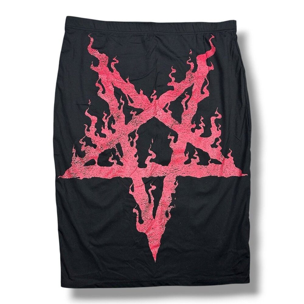 Killstar Pentagram Black Pencil Skirt XXL Goth Red Anarchy Blood Pact Stretch